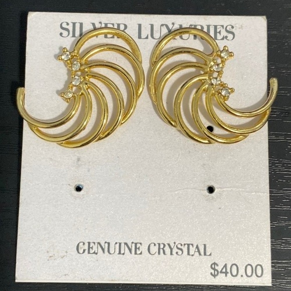 Silver Luxuries Earrings Gold Tone Crystal Earrings